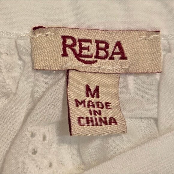 REBA Dylan Pure White Long Sleeve Embroidered Blouse Medium NWT - Picture 5 of 9